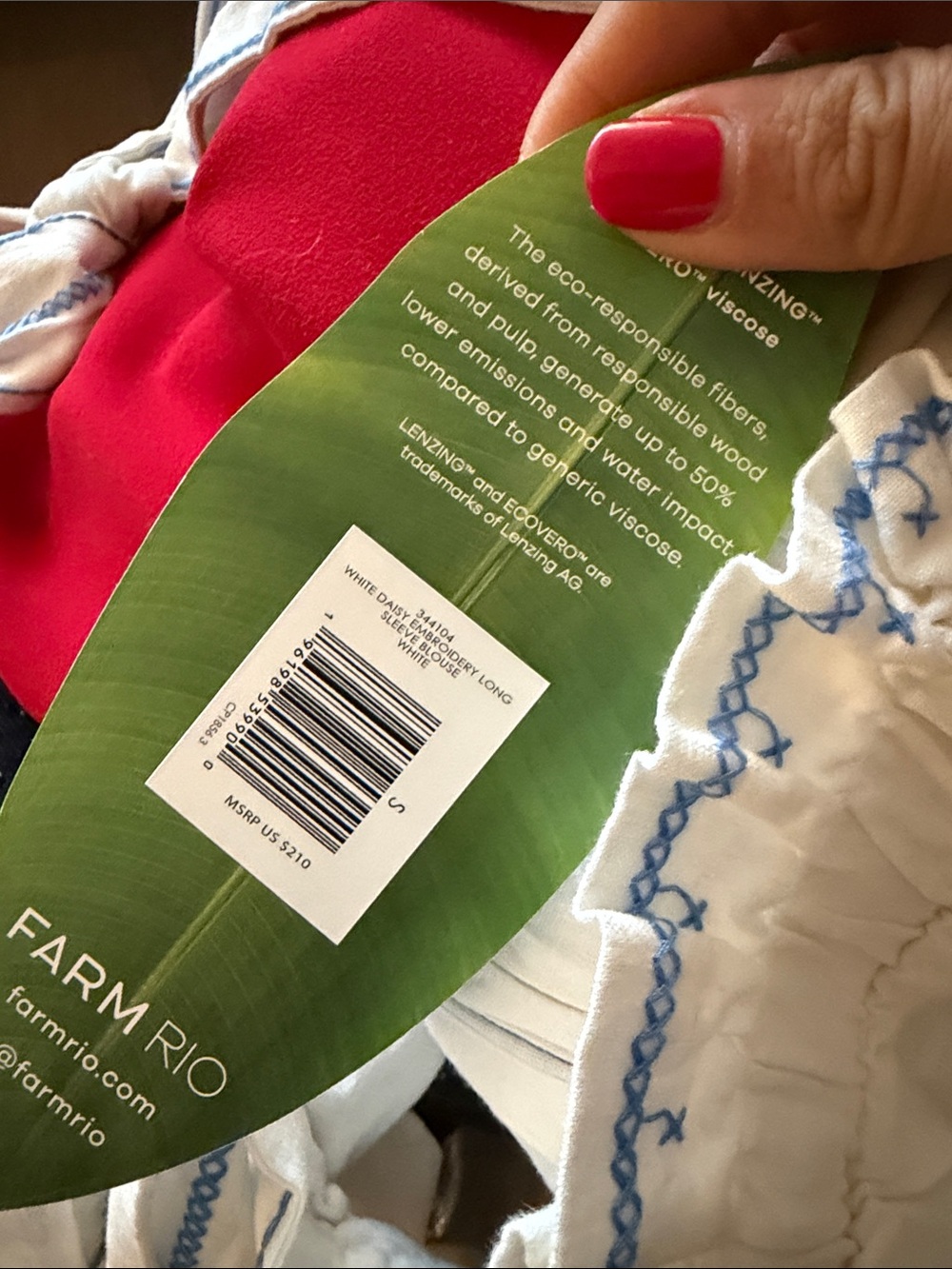 FARM Rio Daisy embroidered linen-blend gauze and lace top - Picture 12 of 12